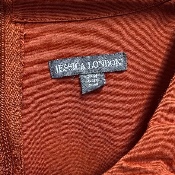 Jessica London Short Sleeve Scoop Neck Tunic Midi Dress Women 22W Rust Back Zip - Picture 6 of 16